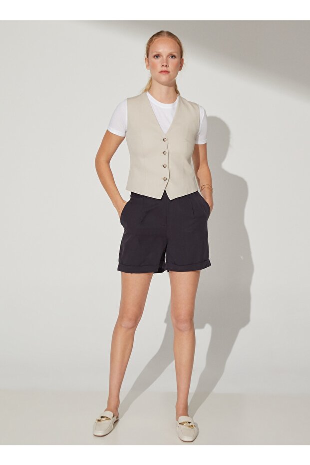 Normal Bel Basic Lacivert Kadın Şort Ember - 1