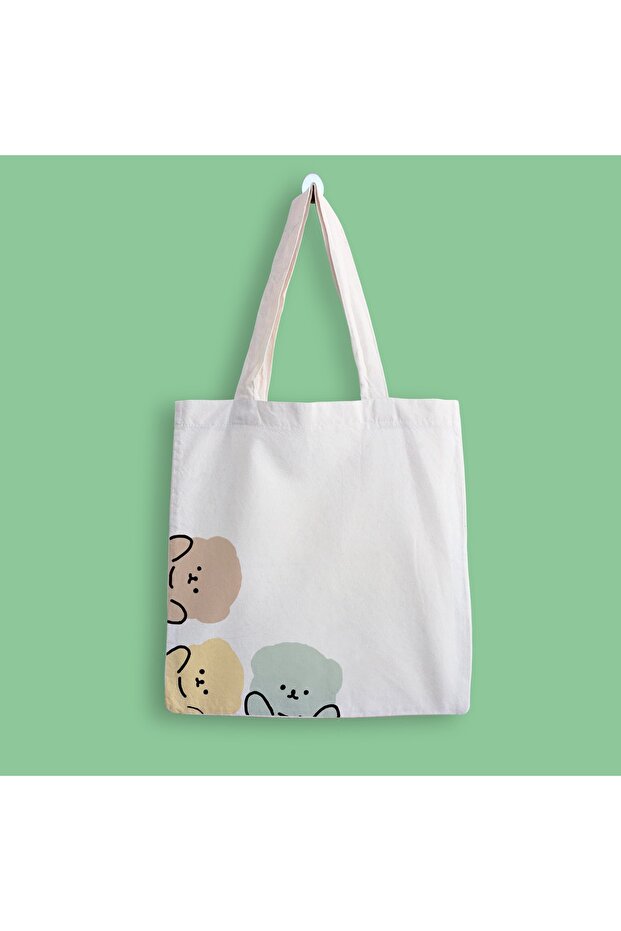 Bear Baskılı Bez Çanta - 1