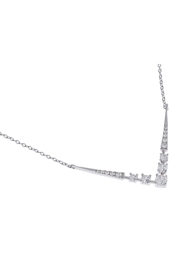 Kadın Üçgen Model Gümüş Kolye - 2