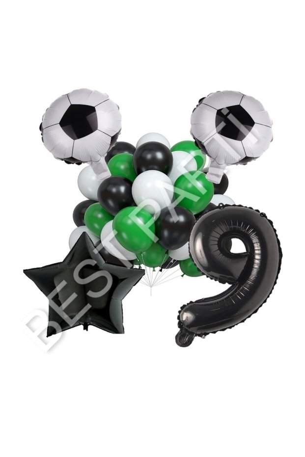 Best Soccer Ball Star Number Latex Balloon Set Age 9