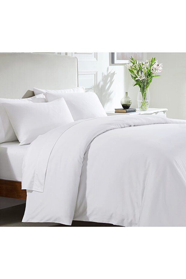 White Luxury Cotton Ranforce Double Duvet Cover Set Hotel, dowry