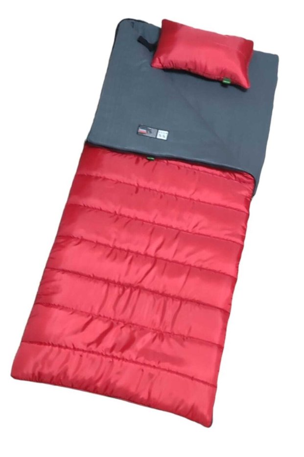 Tim -18 350 Gr Gray Fleece Padded Blanket Type Sleeping Bag Red Long