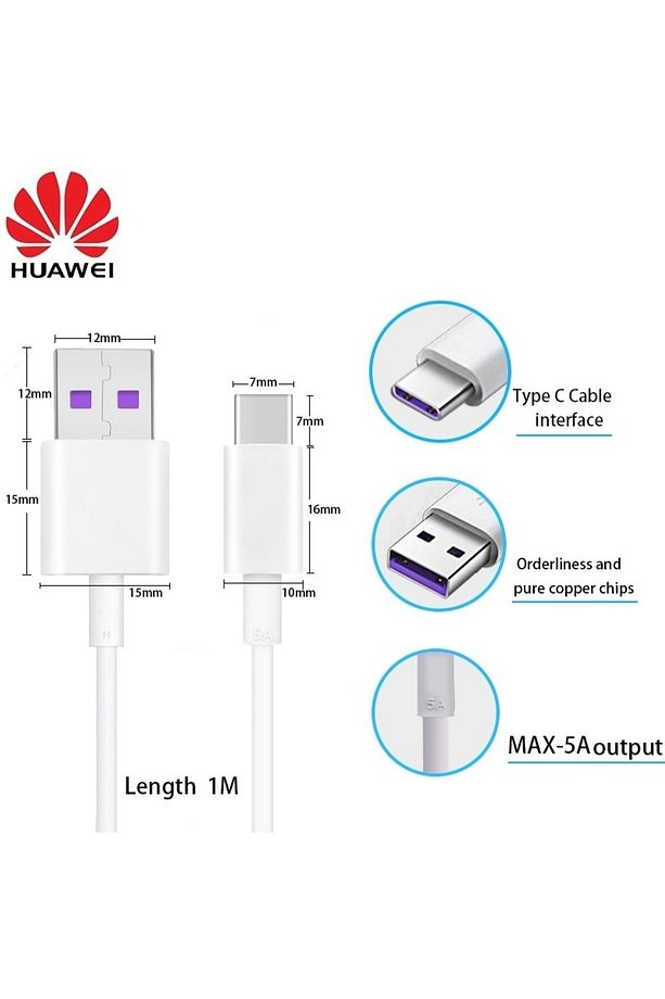 Usb Type C Girişli Süper Orjinal Hızlı Şarj Ve Data Kablosu 5a Kutu Çıkması Mor Kablo - 3
