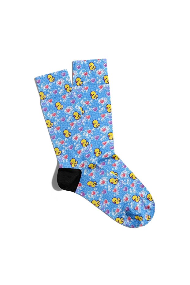 Fun Socks Unisex Blue Pattern Baby Duck Printed Socks Ecsoket143