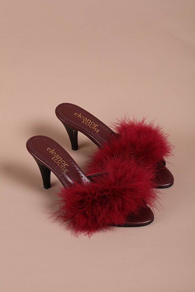 Satin Heeled Furry Bridal Slippers