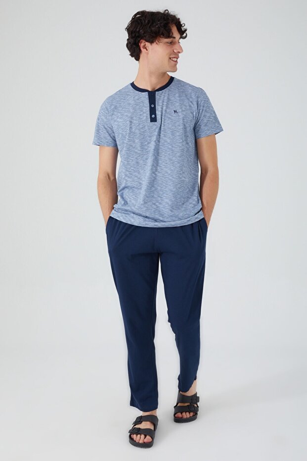 New Season Cotton Short Sleeve Men's Pajama Set