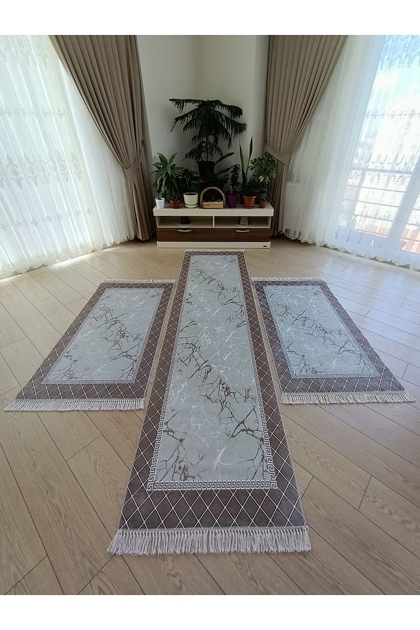 Yatak Odası Halısı Seti 3 'lü Yatak Odası Halı Takımı 2 Adet 80x150 1 Adet 80x300 Cm Halı Seti - 1