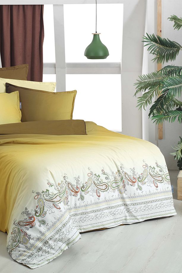 Terry Sarı Tek Kişilik %100 Pamuk Fancy Poplin Nevresim Takımı - 2