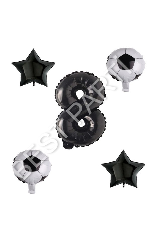 Best Football Ball Star Number Balloon Set Black Age 8