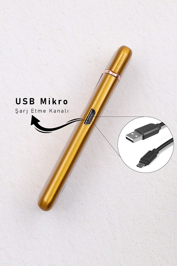 Çift Taraflı Elektrikli Usb Şarjlı Sarı Çakmak - 4