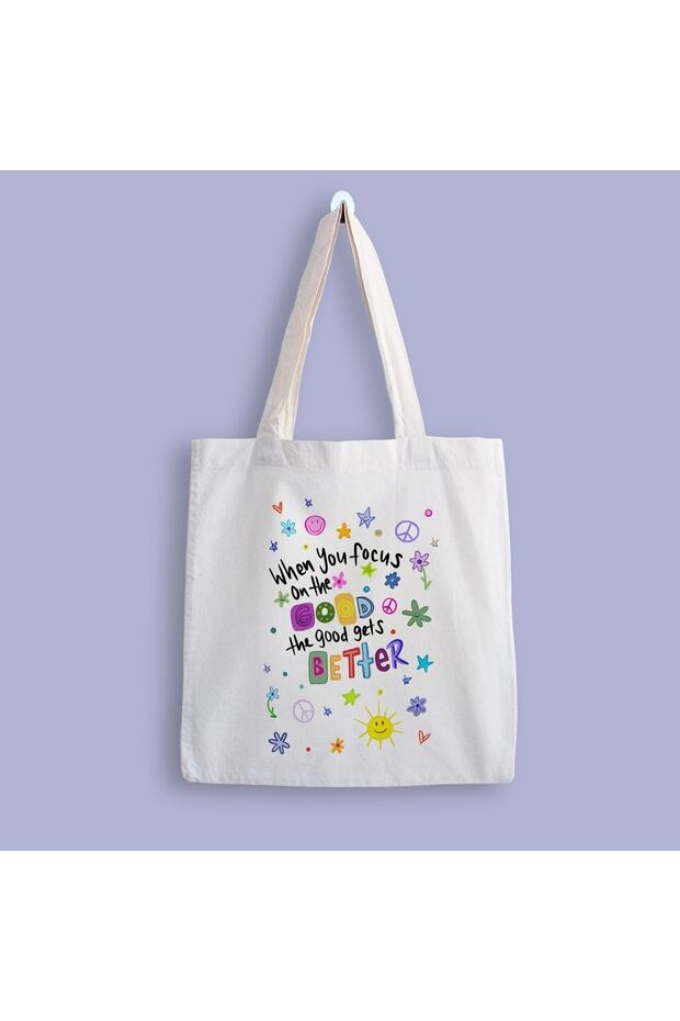 Aesthetic Baskılı Bez Çanta - 1