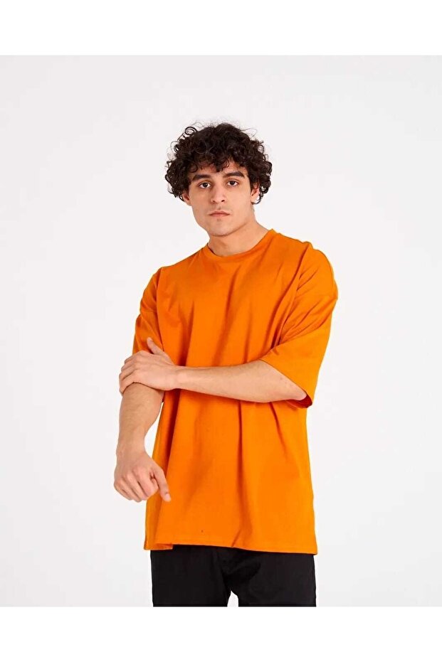 Basic Unisex Bisiklet Yaka Oversize T-shirt - 2