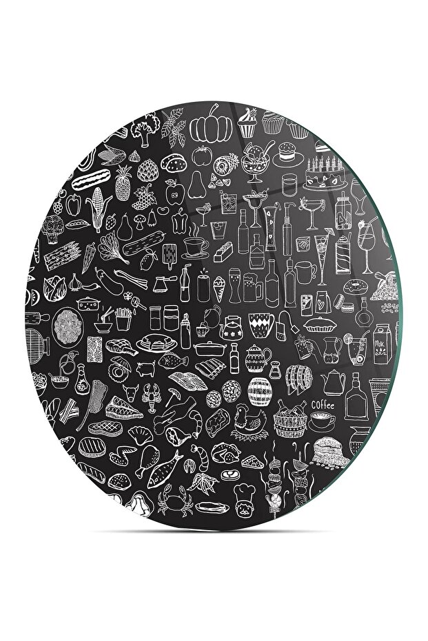 Round Cam Cutting Board - Mixed Text Pattern - 4