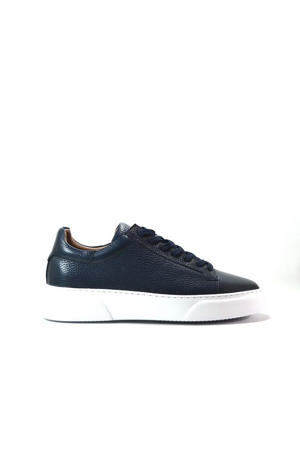 Mn.1091 Genuine Leather Navy Blue High Sole Casual Men's Shoes