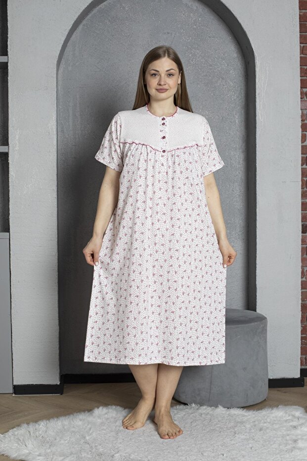 100% Cotton Combed Cotton Short Sleeve Plus Size Mother's Nightgown 160