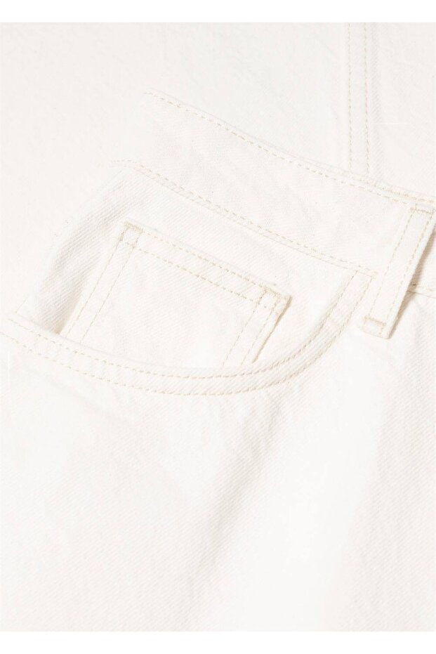 Yırtmaçlı Denim Etek - 5