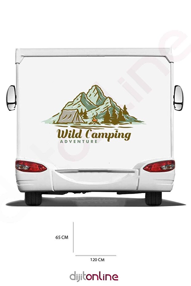 Caravan Camping Print Sticker - Mountain And Forest Sticker - Adventure Sticker - 120x65 Cm