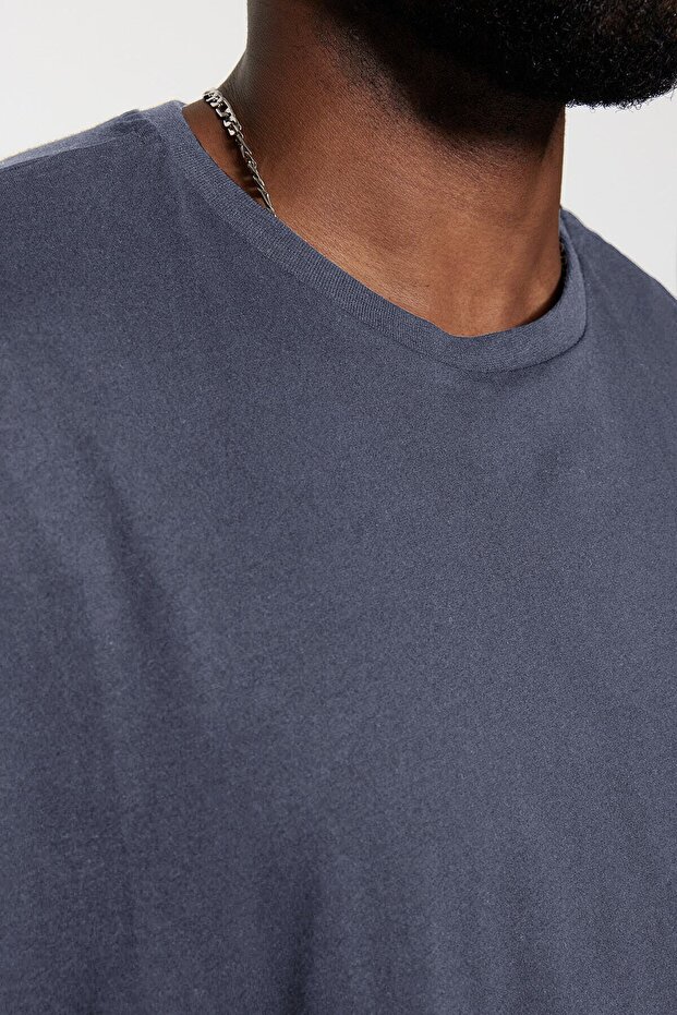 Büyük Beden Antrasit Oversize/Geniş Kesim %100 Pamuklu T-Shirt TMNSS23TS00139 - 9