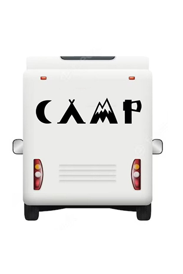 50 X 13 Cm Camping Nature Caravan StickerMoon, Mountain, Tent And Axe Caravan Sticker