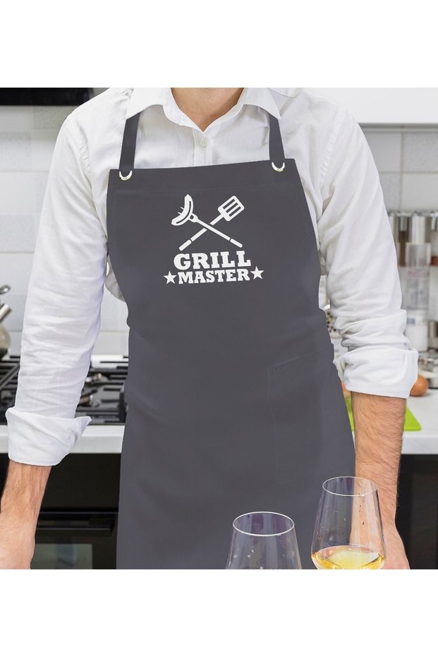 Professional Grill Master Designed Anthracite Kitchen Apron, Cook Apron, Chef Apron, Home Gift