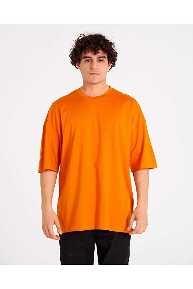 Basic Unisex Bisiklet Yaka Oversize T-shirt - 5
