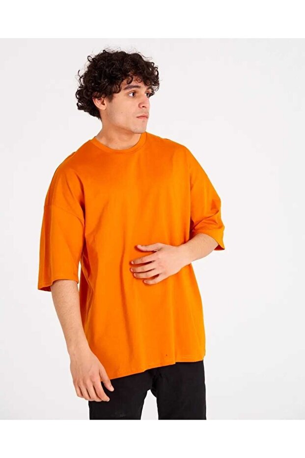 Basic Unisex Bisiklet Yaka Oversize T-shirt - 7