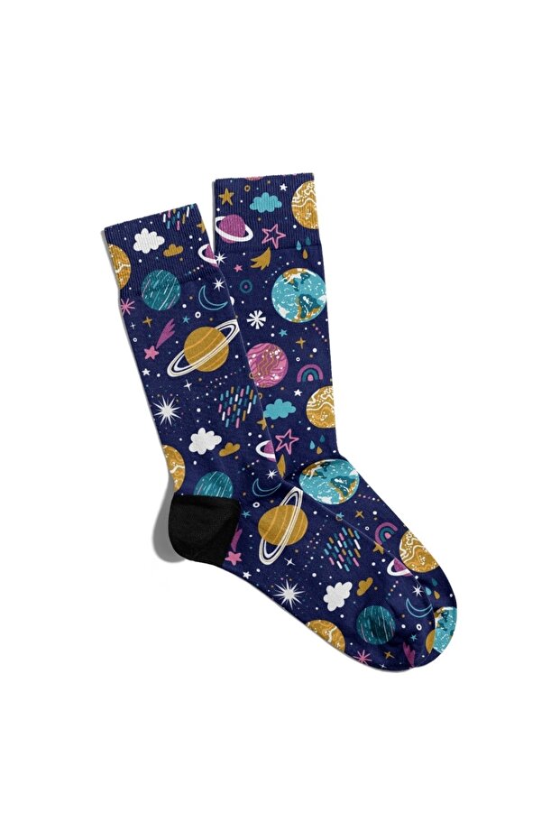 جوارب ممتعة للجنسين من Popart Pattern Space مطبوعة Ecsoket304