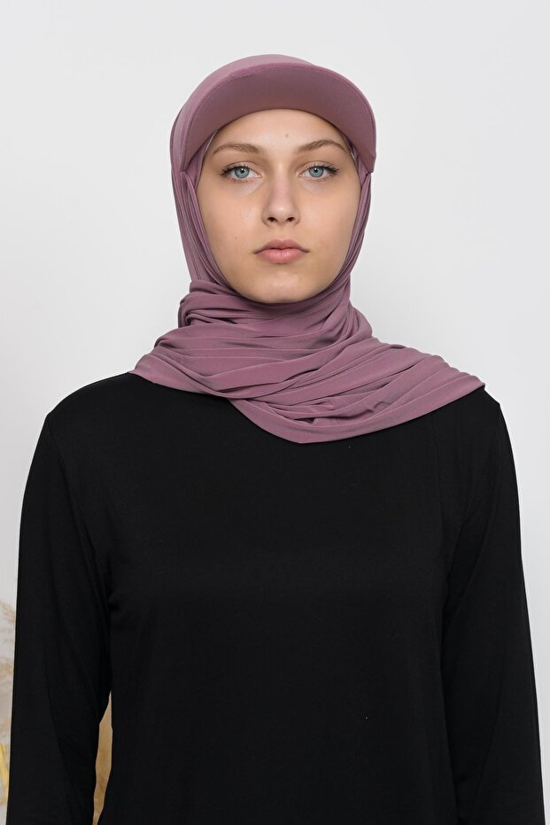 شال ليكرا مع قبعة عملية - مسحوق داكن