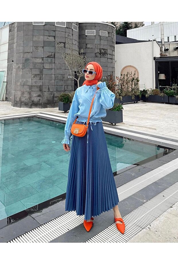 Pleated Skirt| Leather Satin Look