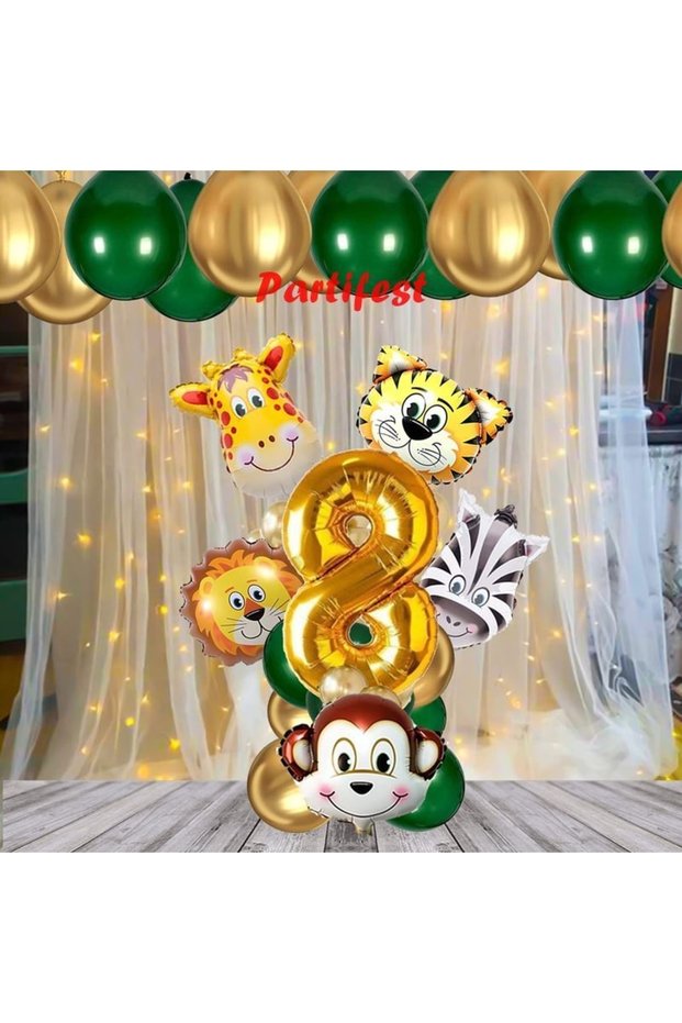 Safari Animals Age Balloon Set Safari Concept Helium Balloon Set Safari Birthday Set