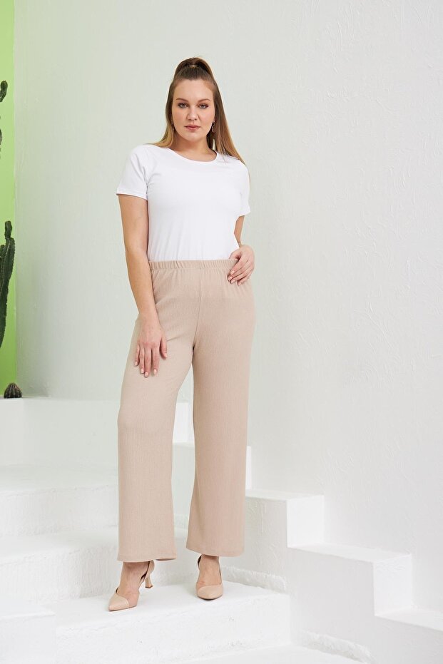 Plus Size Beige Wrap Pants - 5