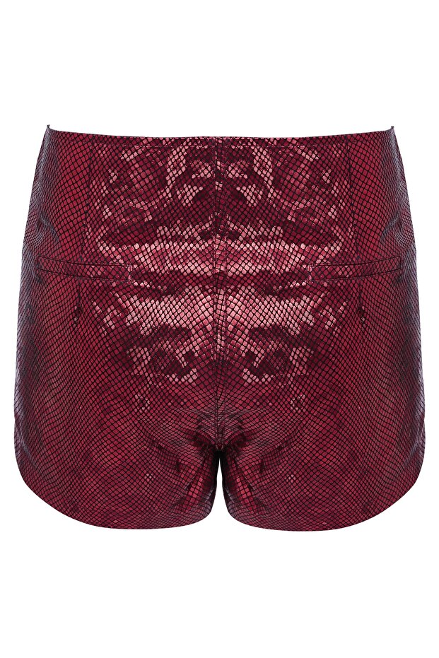 Parlak Deri Mini Şort - 3