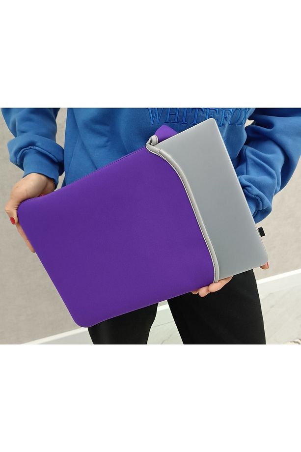 14'inç Su Geçirmez Çift Yönlü Kullanım Esnek Neopren Kumaş A4 Dosya Uyumlu Notebook Leptop Kılıfı - 2