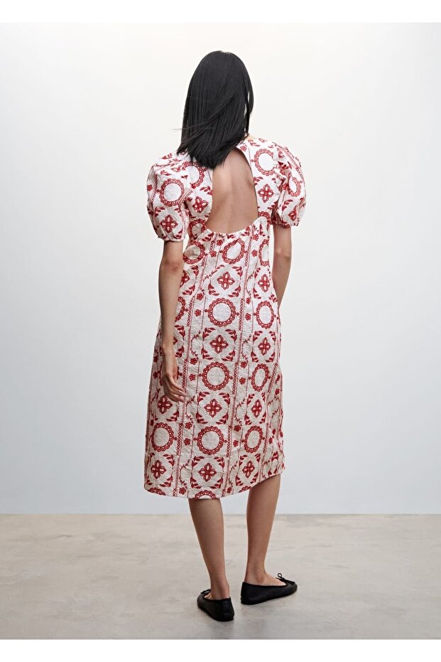 Işlemeli Pamuklu Elbise - 4