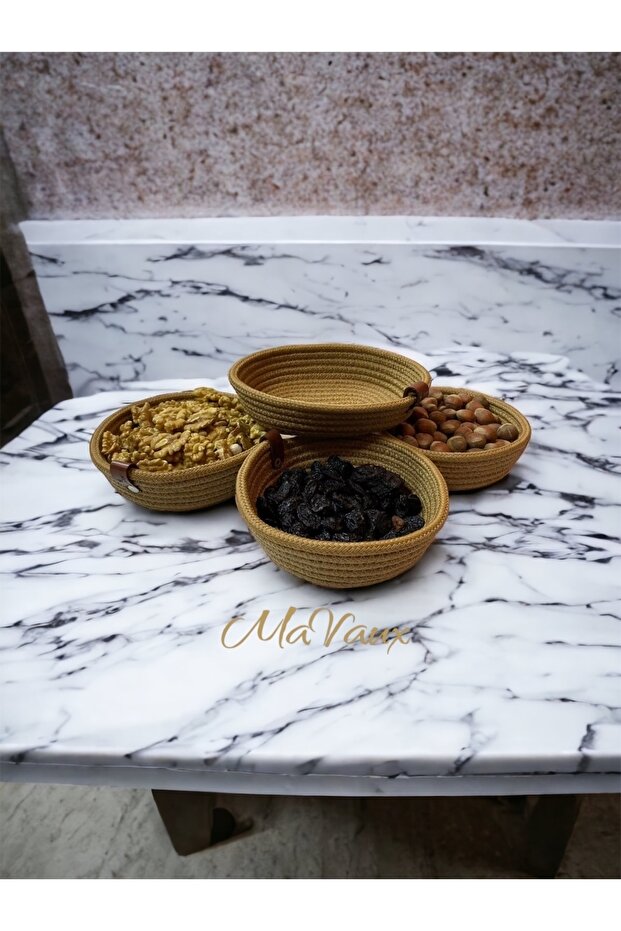 Daisy 4-Piece Decorative Stylish Washable Jute Snack Bowl