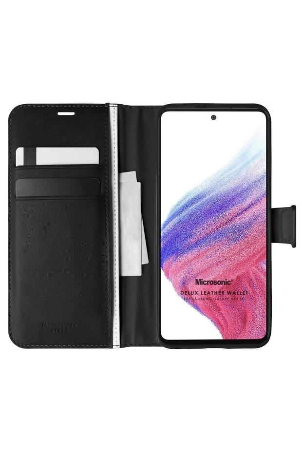 Case Delux Leather Wallet Black Compatible with Samsung Galaxy A53 5g