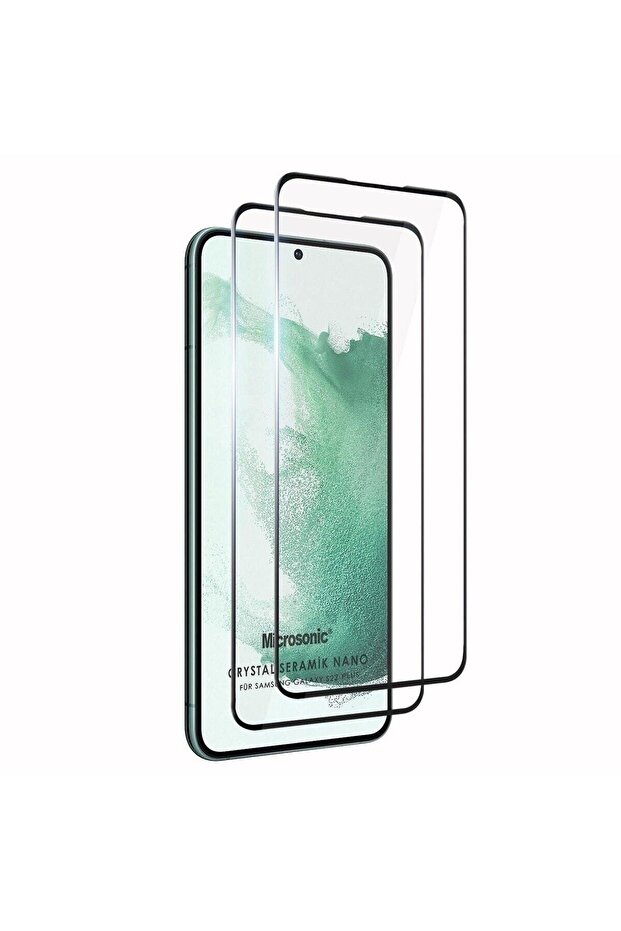 واقي شاشة نانو سيراميك كريستال أسود متوافق مع هاتف Samsung Galaxy S22 Plus (قطعتين)