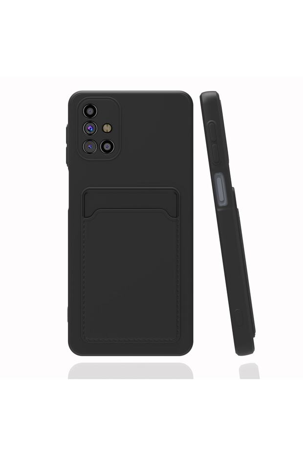 Galaxy M31S Black Silicone Cover with Camera Protection, Card Holder, Wallet and Red Buttons