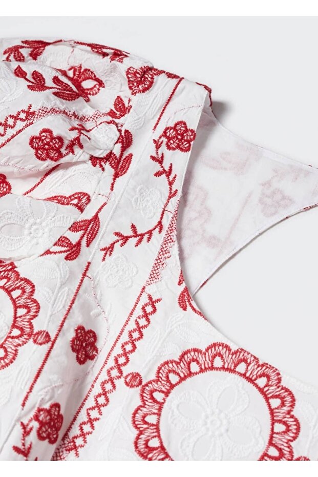 Işlemeli Pamuklu Elbise - 5