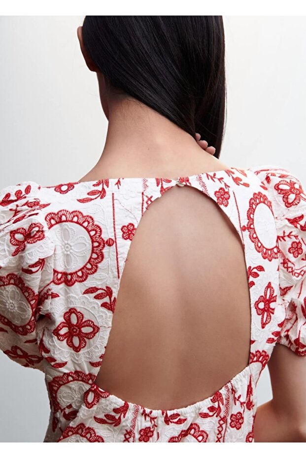 Işlemeli Pamuklu Elbise - 7