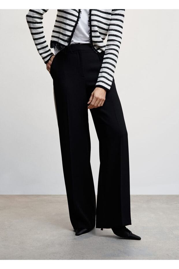 Contrast Paneled Fabric Trousers