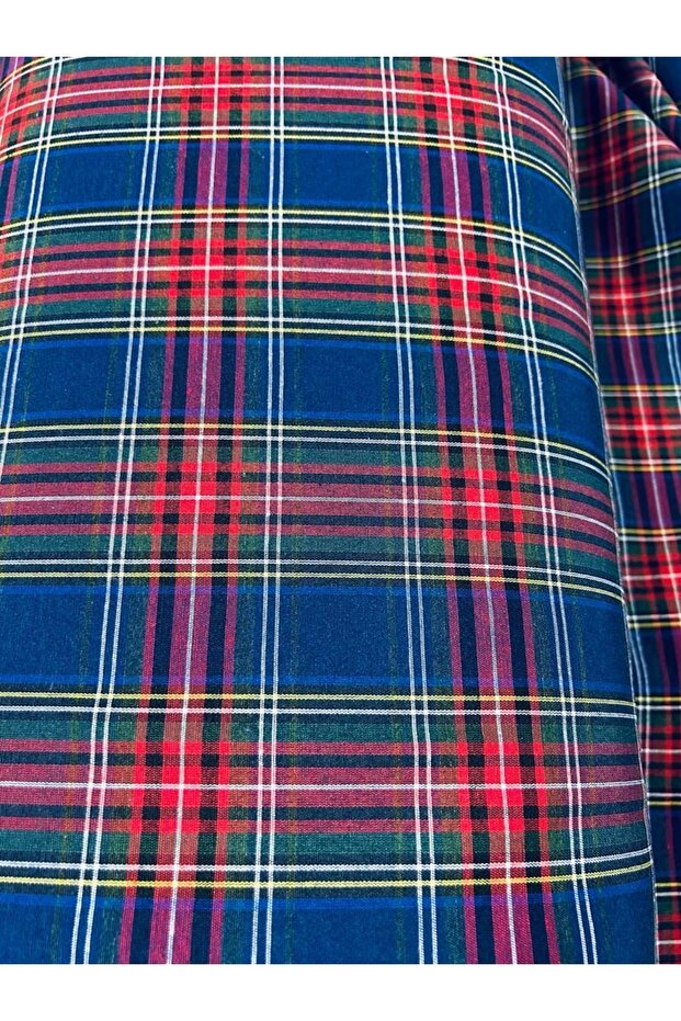 Zefir Kumaş Iskoç Lacivert-kırmızı Kareli Desen - 3