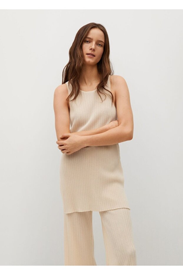 Kadın Pilili Askılı Bluz - 1