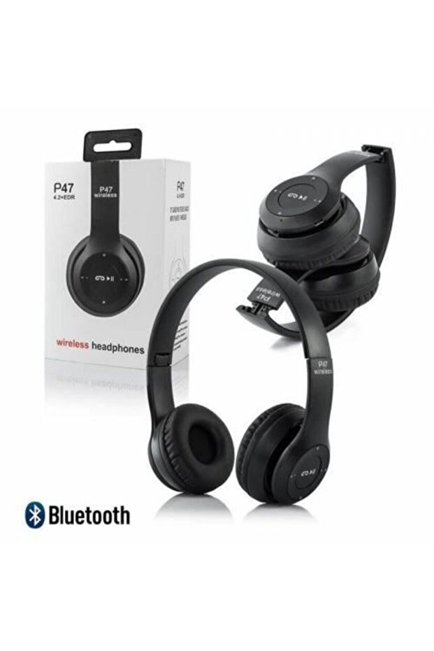 Siyah Katlanabilir Bluetooth Kulaklık -p47 - 3