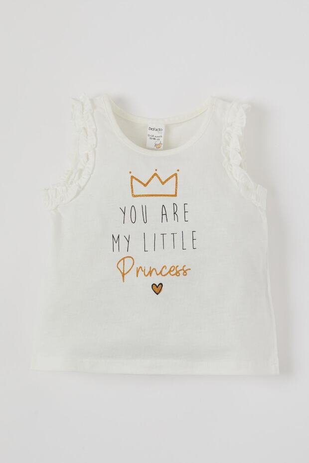 Baby Girl Princess Text Printed Sleeveless Cotton Undershirt