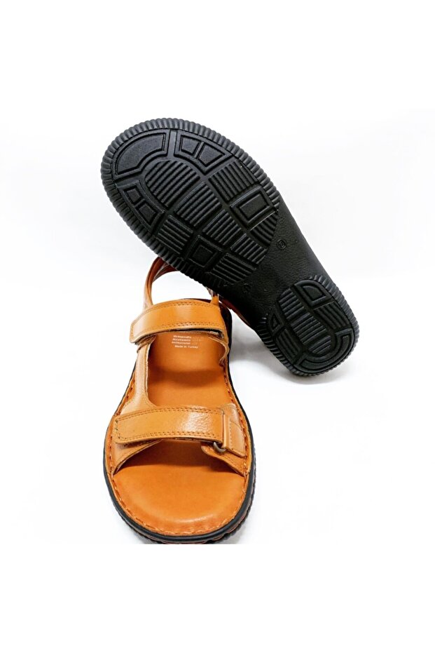 Erkek Taba Hakiki Deri Sandalet - 2