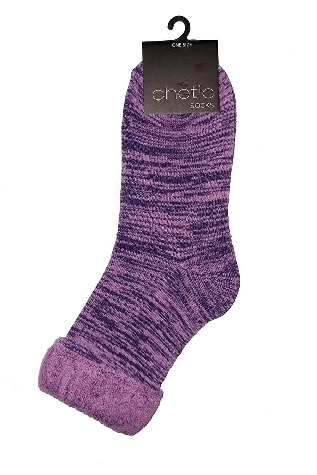 Lila Kırçıllı Soket Havlu Çorap - 1