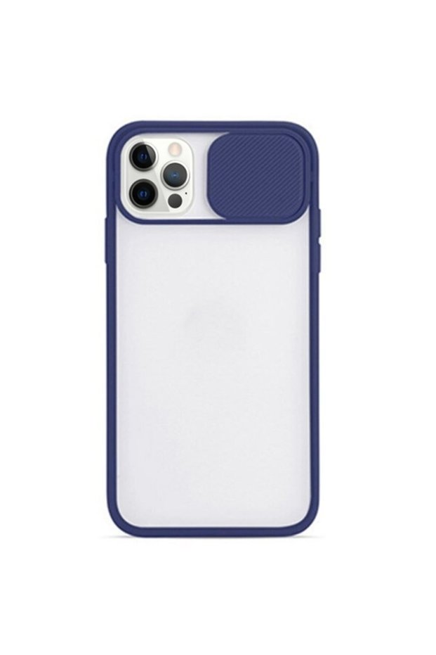 Ally iPhone 12 Pro 6.1 Camera Protective Sliding Transparent Case Navy Blue