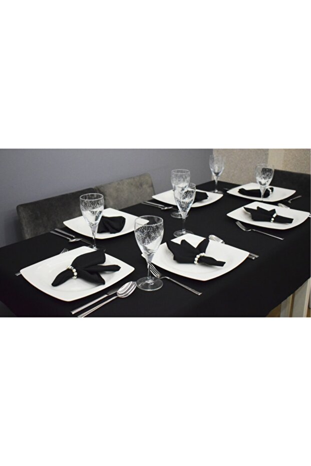 Table Cloth Set (170X220) and 6 Pieces of 33x33 Cm Pearl Ring Fabric with Napkin (DERTSFREE FABRIC)