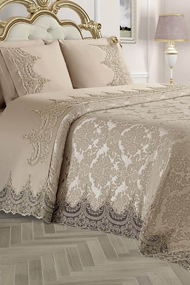 طقم بيكيه مزدوج ليزا كابتشينو صلب - 1